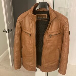 Overland Leather Jacket - Tan / light brown - size medium for men